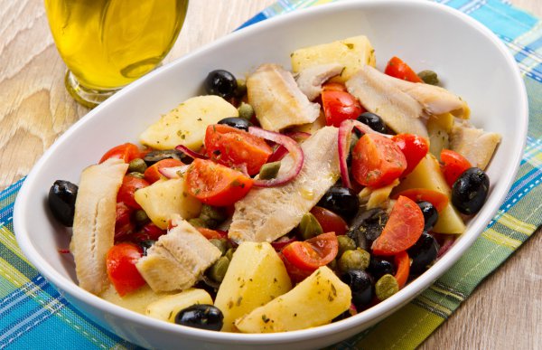 Salada quente de bacalhau
