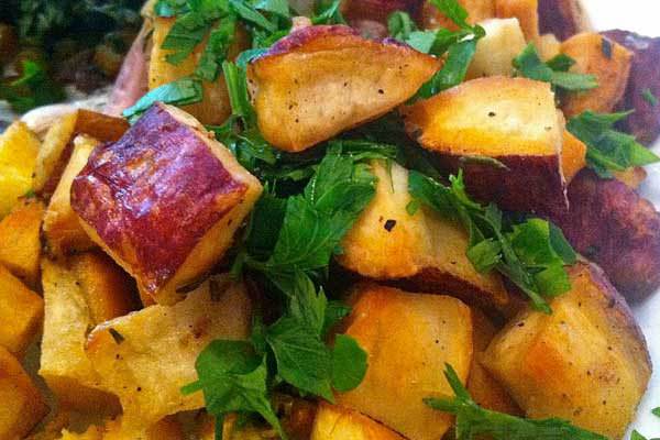 Receita de cubinhos dourados de batata-doce