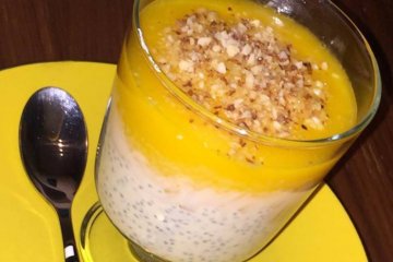 Receita de pudim de chia com mousse de manga