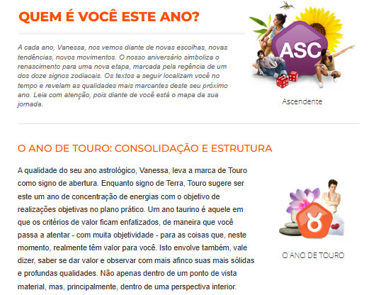 Parte do resumo do foco da pessoa no seu ano