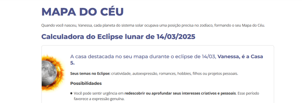 Mapa do Céu - Calculadora do Eclipse lunar