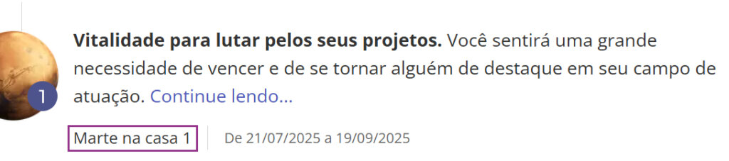 Marte na casa 1