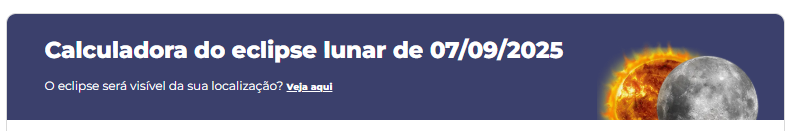 Calculadora do eclipse do Personare mostra se eclipse será visível ou não