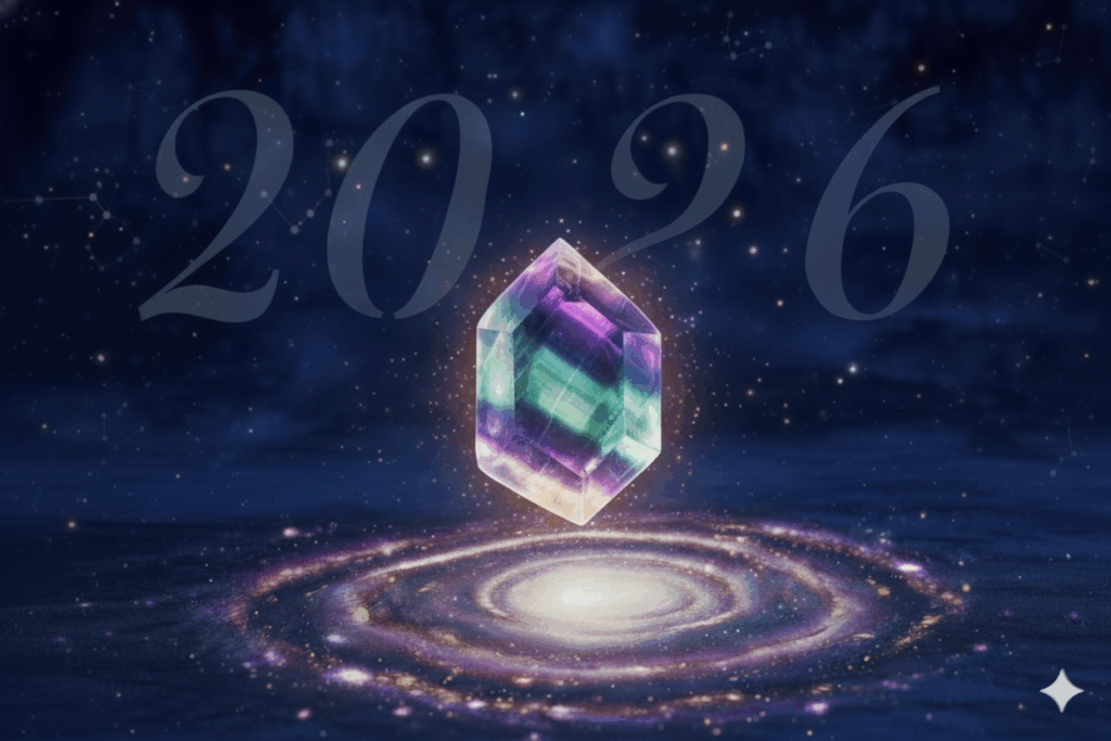 Imagem traz a pedra fluorita, que é considerada a pedra de 2026