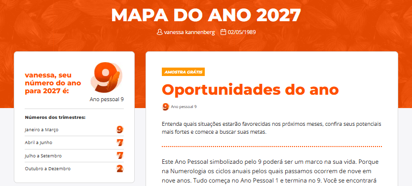 Mapa do Ano personare 2027